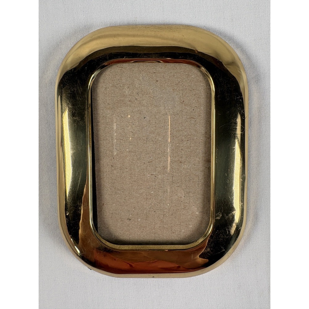 Vtg Gold Puffy Brass Picture Photo Frame 80s 90s Modern Glam Velvet Back 3.5x5